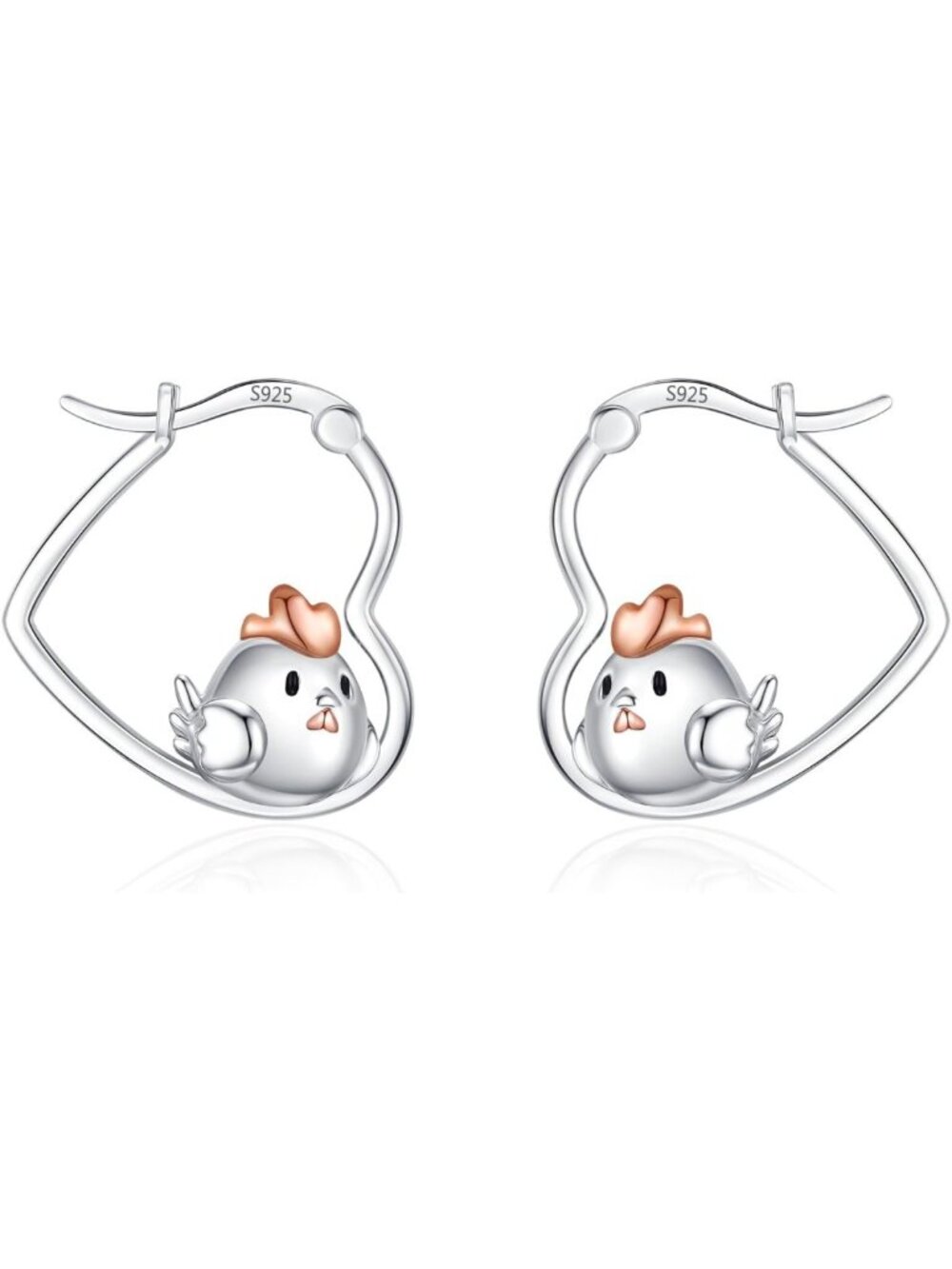 Cute Sterling Silver Dog Heart Hoop Dangle Earrings | Animal Lover Jewelry Gift